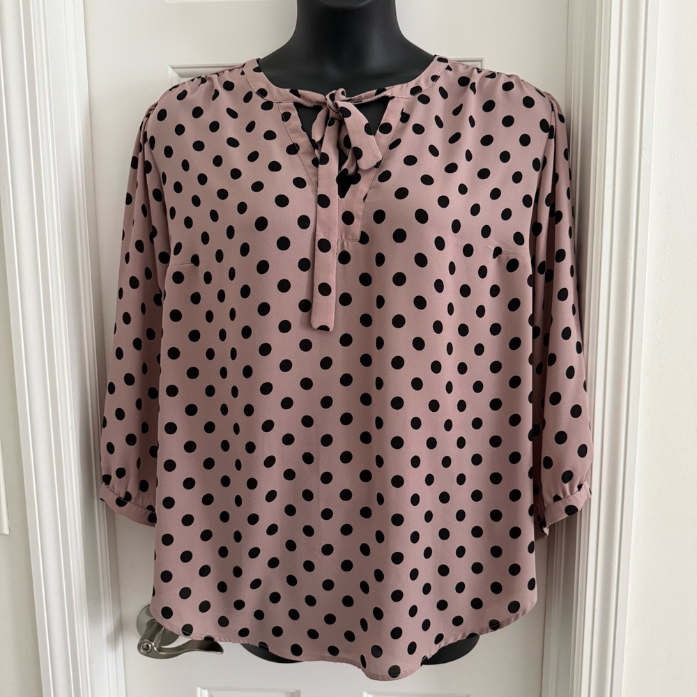 Torrid Polka Dot Blouse - Pink and Black